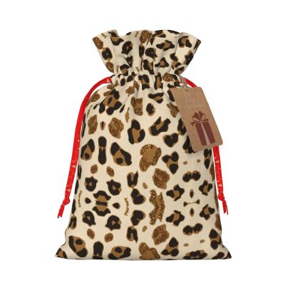 MyPiky Animal Leopard Print Christmas Gift Bags,Gift Wrap Bags 8.3x11.8 Inch Storage Bag For Thanksgiving Party