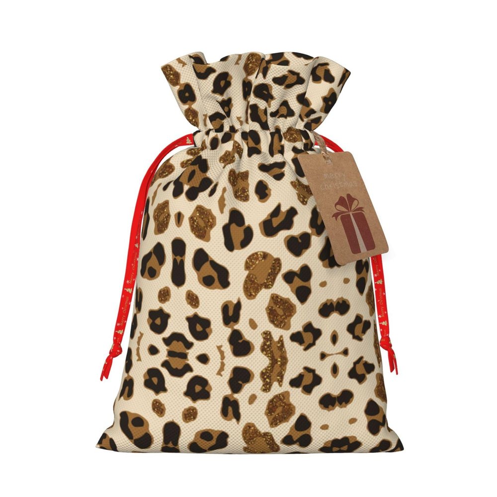 MyPiky Animal Leopard Print Christmas Gift Bags,Gift Wrap Bags 8.3x11.8 Inch Storage Bag For Thanksgiving Party