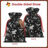 SHIRMDIY Cartoon Dinosaur Pattern Drawstring Gift Bags Wrapping Bags, Winter Black and White Burlap Present Bags For Holiday Party Birthday Small 4.7"x6.9" view 2