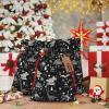 SHIRMDIY Cartoon Dinosaur Pattern Drawstring Gift Bags Wrapping Bags, Winter Black and White Burlap Present Bags For Holiday Party Birthday Small 4.7"x6.9" view 3
