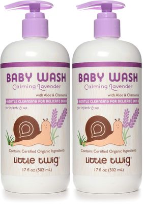 Little Twig 2-in-1 Baby Wash, Hypoallergenic Body Wash with Organic Ingredients, Baby Bath Essentials, Calming Lavender, 17 fl. oz. (Pack of 2)