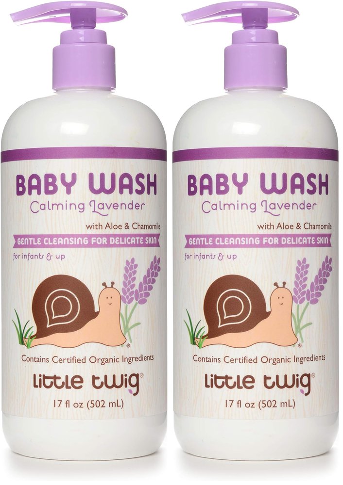 Little Twig 2-in-1 Baby Wash, Hypoallergenic Body Wash with Organic Ingredients, Baby Bath Essentials, Calming Lavender, 17 fl. oz. (Pack of 2)