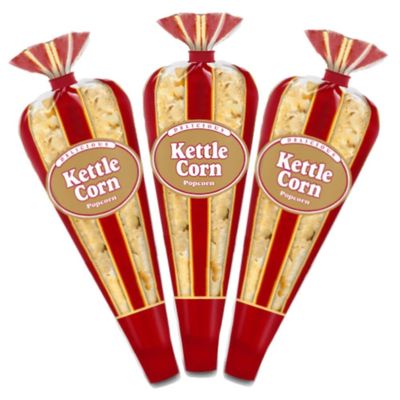 Gourmet Kettle Corn Mini Cones 3 Pack with Exclusive Inspirational Vinyl Sticker - Small Storage Space Friendly and Great Stocking Stuffers - 2.7oz Total