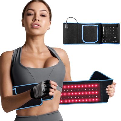 Red Light Infrared Therapy Belt: Pain Relief Device LED Red Light Therapy Lamp Near Body Large Pad Wrap with Timer Control for Back Shoulder Waist Muscle Black