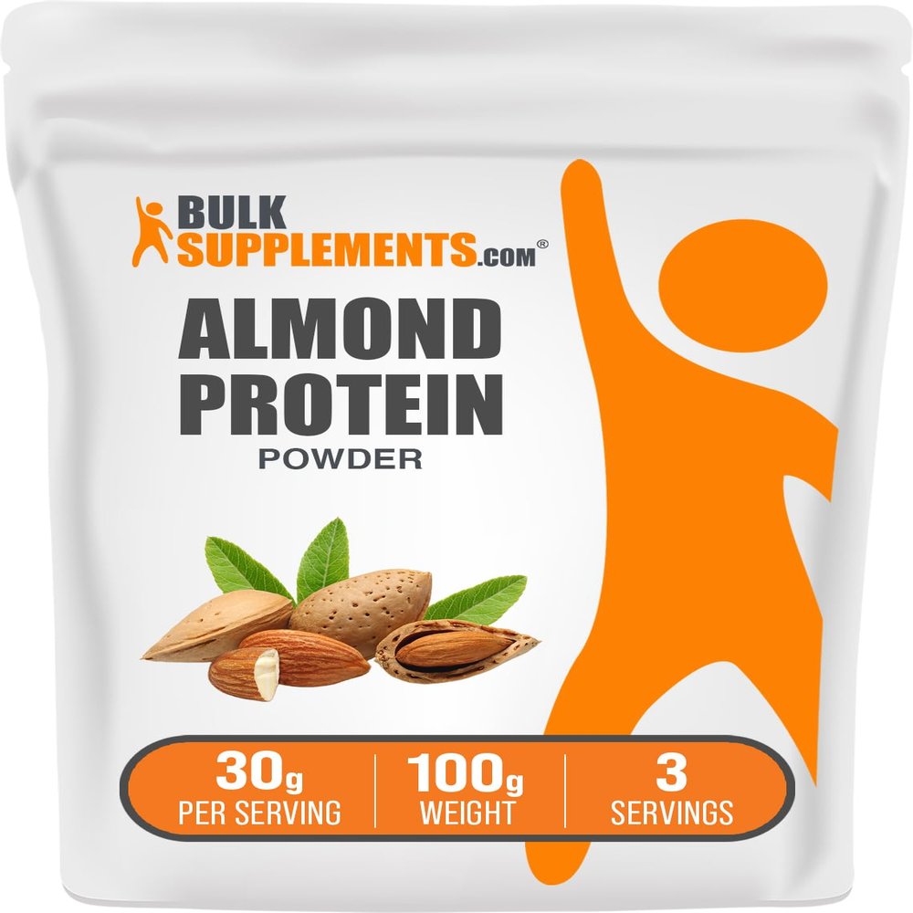 BulkSupplements.com Almond Protein Powder - Plant Based Protein, Almond Powder - Vegan, Gluten Free, & No Sugar, 30g per Serving, 100g (3.5 oz) (Pack of 1)