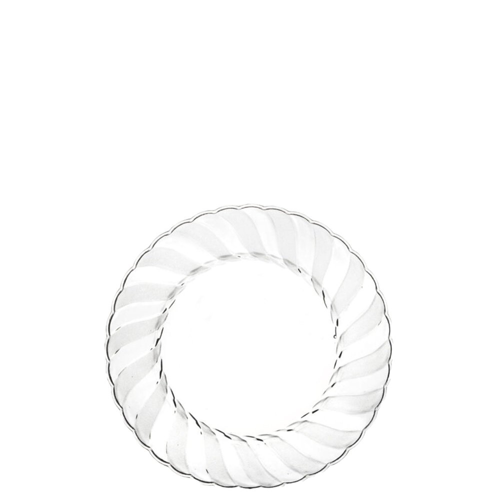 EcoQuality Disposable 6" inch Round Clear Plastic Plates - Glass Like Design Party Plates, Heavy Duty Small Disposable Dessert Plates, Salad Plate, Weddings, Serveware (108 PACK)
