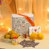 Desi Favors Adorable Hindu Diwali Gift Box - Besan Laddo Diwali Gift Hamper, Diwali Gift Boxes, Diwali sweet Box, Diwali sweets, Diwali Cards, Hindu Diwali Box view 1