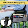 Abstract Multi,Wheelchair Side Bag,Wheelchair Walker Armrest Bags with Cup Holder & Reflective Stripes,Mobility Scooter Walker Rollator Wheelchair Minimalist Geometric Gradient Pink Blue White view 2