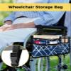 Geometric Blue,Wheelchair Side Bag,Wheelchair Walker Armrest Bags with Cup Holder & Reflective Stripes,Mobility Scooter Walker Rollator Wheelchair Accessories Abstract Minimalist Stripes Modern Decor view 2