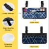Geometric Blue,Wheelchair Side Bag,Wheelchair Walker Armrest Bags with Cup Holder & Reflective Stripes,Mobility Scooter Walker Rollator Wheelchair Accessories Abstract Minimalist Stripes Modern Decor view 3