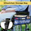 Abstract Blue,Wheelchair Side Bag, Wheelchair Walker Armrest Bags with Cup Holder & Reflective Stripes, Mobility Scooter Walker Rollator Wheelchair Accessories Modern Minimalist Oil Painting Art view 2