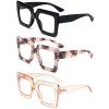 REAVEE 3 Pack Oversized Reading Glasses for Women Large Frame Extra Wide, Blue Light Blocking Readers Stylish Square Thick Eyewear, Black+Leopard Pink+Champagne, 2.5 view 2