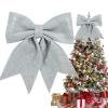 TONIFUL 12x14 Inch Glitter Bow Silver Shiny Christams Bow for Home Party Wedding Indoor Decoration Gift Wrapping Accessories, Christams Whreath Bow DIY Handcraft Bow view 1