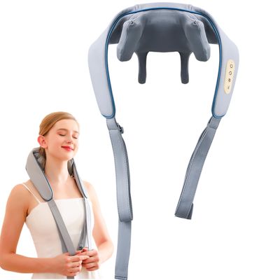 Neck Massager with Heat, Cordless Deep Tissue 4D Kneading Massage, Electric Shiatsu Back Shoulder and Neck Massager, for Neck, Traps, Back and Leg Pain Relief, Gifts for Men Women Mom and Dad, Blue