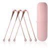 3pcs copper tongue cleaner for kids & adults ayurvedic tongue scraper for bad breath easy to use with travel capsule plastic tooth brush paste holder flexible design for health, oral care tool -3 pack view 1