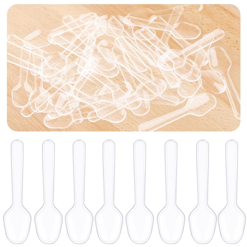 1000 Count Plastic Clear Teaspoons Disposable Mini Dessert Ice Cream Soup Spoons for Tasting Sampling Appetizers Home Party Picnics Restaurant