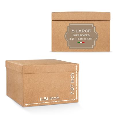 Boxes Craftory Pack of 5 Gift Boxes with Lids (11.81 x 11.81 x 7.87 inch) - Ideal for Christmas, for Bridesmaid Proposal and Presents - Havana Large Gift Box