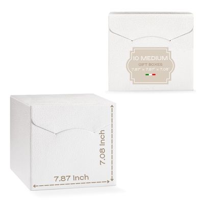 Boxes Craftory Set of 10 Gift Boxes for Presents (7.87 x 7.87 x 7.08 inch) - Ideal for Christmas, For Clothes, Bridesmaid Proposal - White Leather