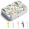 Gerkia Dental Floss Portable Case, Easy to Store Floss Picks of Various Sizes, Portable Dental Floss Dispenser is Perfect for Travelling, Hotels, Dinners, Appointments.White Flower view 1