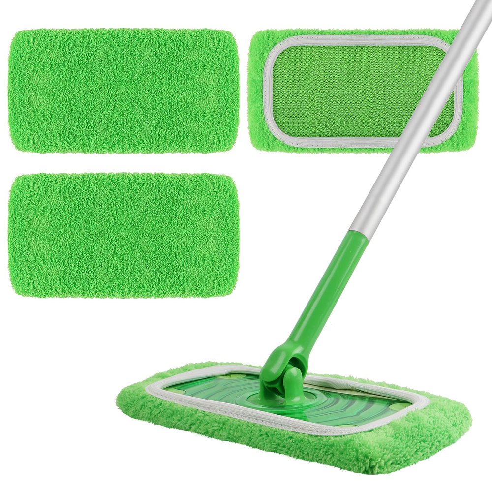 AmaVins Reusable 100% Coral Fleece Mop Pads Compatible with Swiffer Sweeper, 3 Pack Wet and Dry Flat mop Cover, Washable Wet Pads Refill for Surface/Hardwood Floor Cleaning (Mop is Not Included)