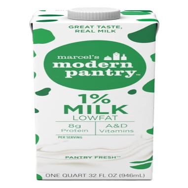 Marcel's Modern Pantry 1% Milk One Quart 32 fl oz (946 mL) 8g Protein A&D Vitamins