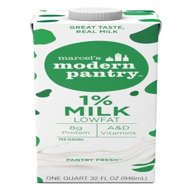 Marcel's Modern Pantry 1% Milk One Quart 32 fl oz (946 mL) 8g Protein A&D Vitamins