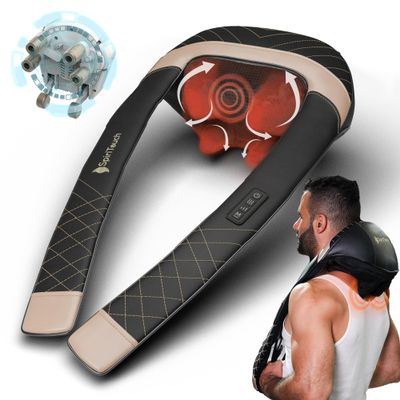 SpiriTouch Pro Shiatsu Neck Massager with Heat,4D Heated Neck and Shoulder Massager,Neck Massager for Pain Relief Deep Tissue,Shoulder Massager with Heat, Kneading Massager Machine for Pain Relief
