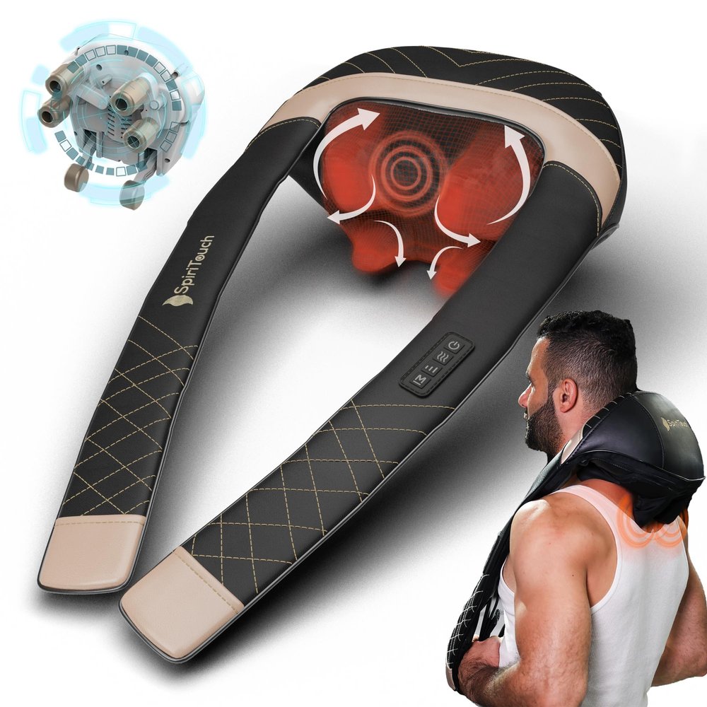 SpiriTouch Pro Shiatsu Neck Massager with Heat,4D Heated Neck and Shoulder Massager,Neck Massager for Pain Relief Deep Tissue,Shoulder Massager with Heat, Kneading Massager Machine for Pain Relief