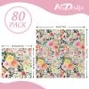 80Pcs Floral Paper Napkin Spring Rose Flower Disposable Luncheon Napkin Dessert Dinner Hand Napkin for Wedding Baby Shower, 6.5 x 6.5 Inch view 2