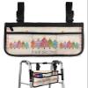 Plaid Christmas,Wheelchair Side Bag, Wheelchair Walker Armrest Bags with Cup Holder & Reflective Stripes, Mobility Scooter Walker Rollator Wheelchair Accessories Watercolor Colorful Xmas Tree view 1