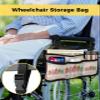 Plaid Christmas,Wheelchair Side Bag, Wheelchair Walker Armrest Bags with Cup Holder & Reflective Stripes, Mobility Scooter Walker Rollator Wheelchair Accessories Watercolor Colorful Xmas Tree view 2