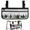 Buffalo Plaid,Wheelchair Side Bag, Wheelchair Walker Armrest Bags with Cup Holder & Reflective Stripes, Mobility Scooter Walker Rollator Wheelchair Accessories Christmas Grey Geometric Tree view 1