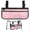 Blush Pink Pure,Wheelchair Side Bag, Wheelchair Walker Armrest Bags with Cup Holder & Reflective Stripes, Mobility Scooter Walker Rollator Wheelchair Accessories Romantic Contemporary Minimalist Solid view 1