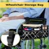 Black White,Wheelchair Side Bag, Wheelchair Walker Armrest Bags with Cup Holder & Reflective Stripes, Mobility Scooter Walker Rollator Wheelchair Accessories Modern Abstract Minimalist Geometric Line view 2