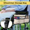 Summer Ocean,Wheelchair Side Bag, Wheelchair Walker Armrest Bags with Cup Holder & Reflective Stripes, Mobility Scooter Walker Rollator Wheelchair Accessories Sea Beach Starfish Shells Coral view 2