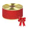 10 Yard Christmas Glitter Wired Ribbon with Metallic Edge 2 Inch Christmas Tree Decorative Ribbons for Gift Wrapping, Wreath Decor, Home DIY Bow Crafts, Xmas Holiday Party Supplies (Red) view 1