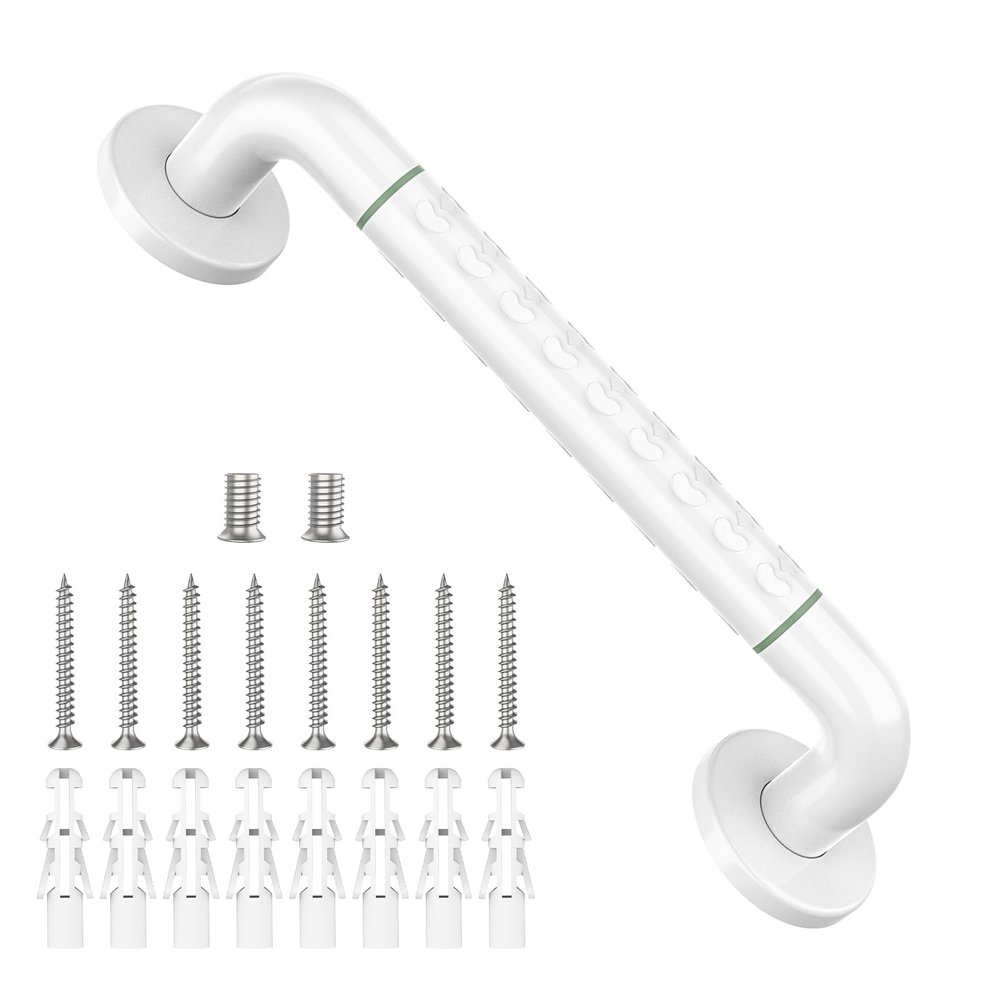 14 Inch Grab Bars for Shower, YuanDe Bath Grab Bar with Anti-Slip Grip and Safety Luminous Circles, Stainless Steel Bathroom Safety Handrail Support, Safety Bar Handle for Disabled Elderly Pregnant