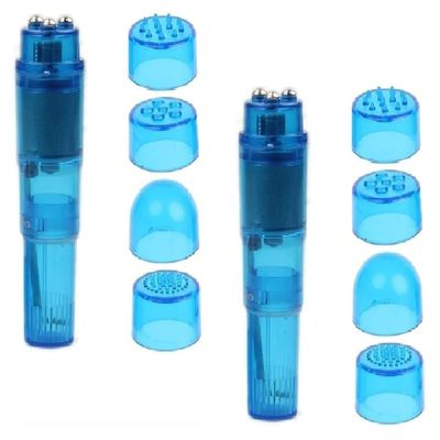 Finever Small Mini Massager Portable Pen for Body Face, Neck, Head,Back Massage with 4 Heads (2Pack Blue)