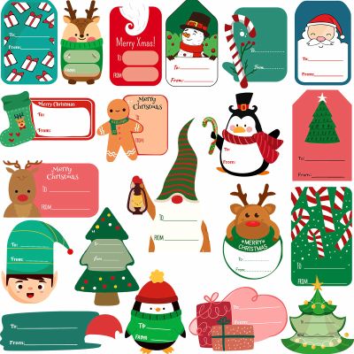 435PCS Christmas Gifts Tags Stickers, Christmas Tags Stickers, Christmas Labels Stickers Self-Adhesive for Christmas Holiday Gifts Presents Decorative Wrapping Paper Name Labels