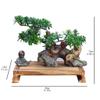 Artificial Tree Artificial Podocarpus Bonsai Ceramic Monk Realistic Green Leaves Chinese Creative Bonsai Decorative Ornaments for Living Room and Office Desktop Display, Garden Decor view 2