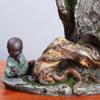 Artificial Tree Artificial Podocarpus Bonsai Ceramic Monk Realistic Green Leaves Chinese Creative Bonsai Decorative Ornaments for Living Room and Office Desktop Display, Garden Decor view 3