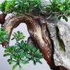 Artificial Tree Artificial Podocarpus Bonsai Ceramic Monk Realistic Green Leaves Chinese Creative Bonsai Decorative Ornaments for Living Room and Office Desktop Display, Garden Decor view 4