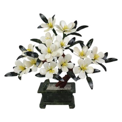 Artificial Bonsai Artificial Bonsai Jade White Orchid Bonsai Chinese Decorative Bonsai Desk Display Fake Tree Pot Ornaments for Home Office Shop for Home Office