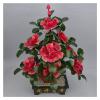 Artificial Bonsai Artificial Bonsai Natural Jade Ornaments Pink Peony Flower Jade Potted Decorative Bonsai Desk Display Pot Ornaments for Home Office view 1