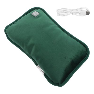 BESTOYARD Soft Cover Rechargeable Winter Warm Water Bag Sack Portable Electric USB Water Heating Pad Green