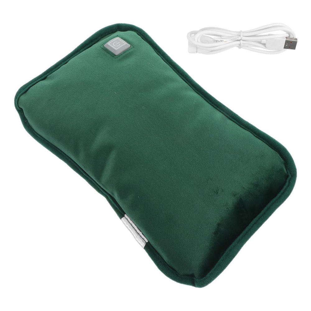 BESTOYARD Soft Cover Rechargeable Winter Warm Water Bag Sack Portable Electric USB Water Heating Pad Green