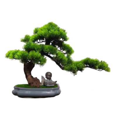 Artificial Bonsai Simulated Pine Bonsai Decoration Pine Bonsai Living Room Indoor Artificial Bonsai Decoration for Home Office (Color : Gold) (Grey)