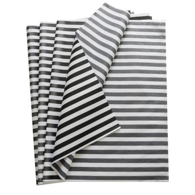 Bobobag 50 Sheets Full Size Gift Wrapping Black Tissue Paper Bulk for Gift Bags, Weddings Birthday Showers Arts Craft Party Decoration (Black Stripe, 20"X 28")
