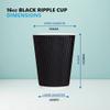 Nationwide Paper Coffee Cups with Lids, Insulated Ripple Hot Paper Cups, Disposable Cups for Takeaway Hot Drinks, (16oz-50 Pcs, Black) view 2