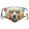 Sunflower Golden Retriever Dogs Face Mask Adult Reusable Dust Masks Outdoor Black view 1
